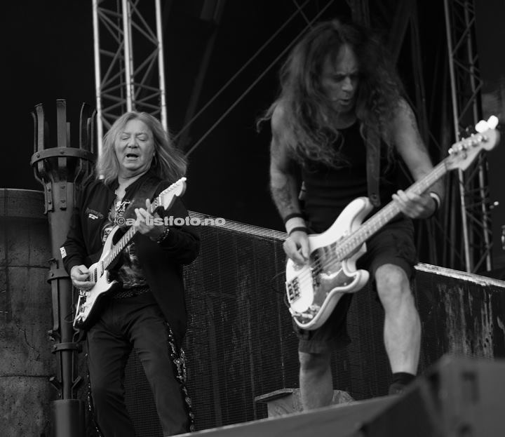 Fra venstre: Michael Murray, Steve Harris, Iron Maiden, Lyse Arena, Stavanger. Foto: Svein Erik Nomeland