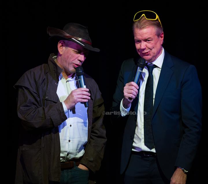 Fra venstre: Lothepus, Alex Rosén. DJ KAK, Kvinesdal Kulturhus. Foto: Svein Erik Nomeland