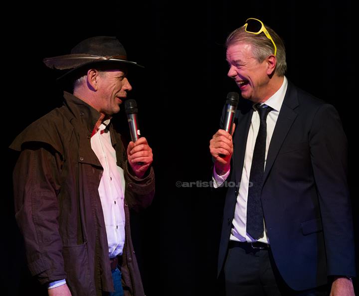 Fra venstre: Lothepus, Alex Rosén. DJ KAK, Kvinesdal Kulturhus. Foto: Svein Erik Nomeland