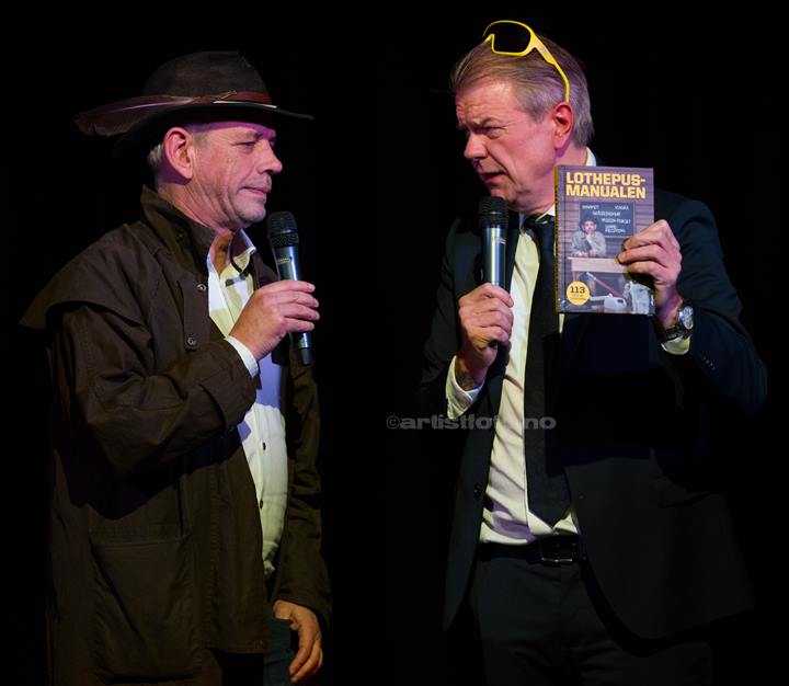 Fra venstre: Lothepus, Alex Rosén. DJ KAK, Kvinesdal Kulturhus. Foto: Svein Erik Nomeland